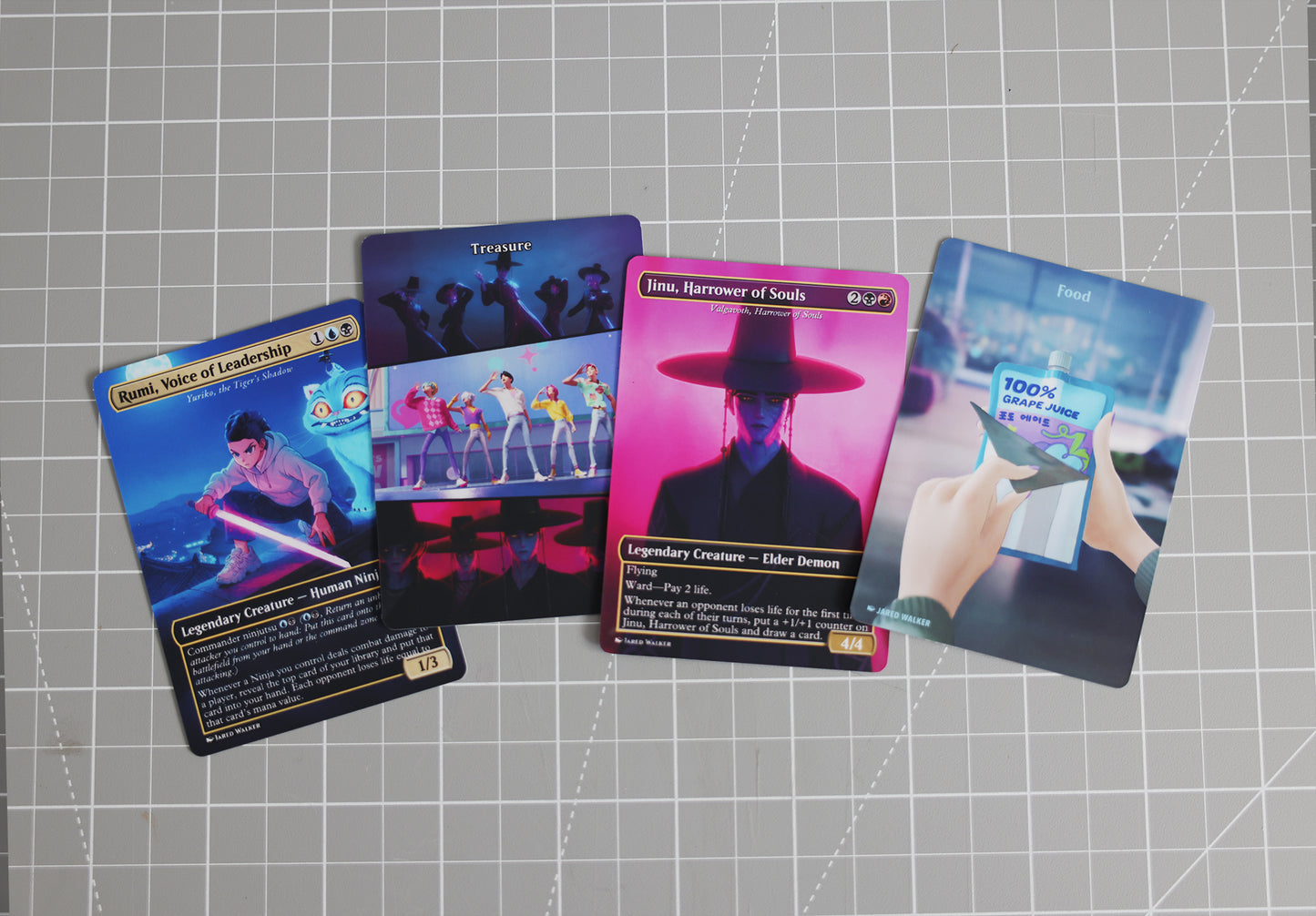 Cat Token Set x4 of Derpy from K-Pop Demon Hunters for Magic the Gathering EDH Commander