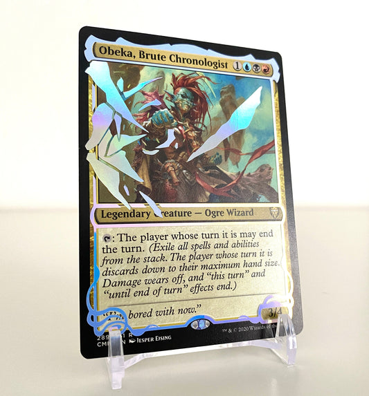 Obeka, Brute Chronologist holo foil vinyl alter for Magic the Gathering Commander EDH